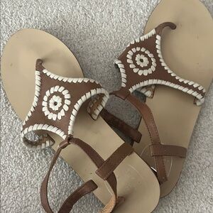 Jack Rogers Brown Sandal with White Whipstitch Detail
